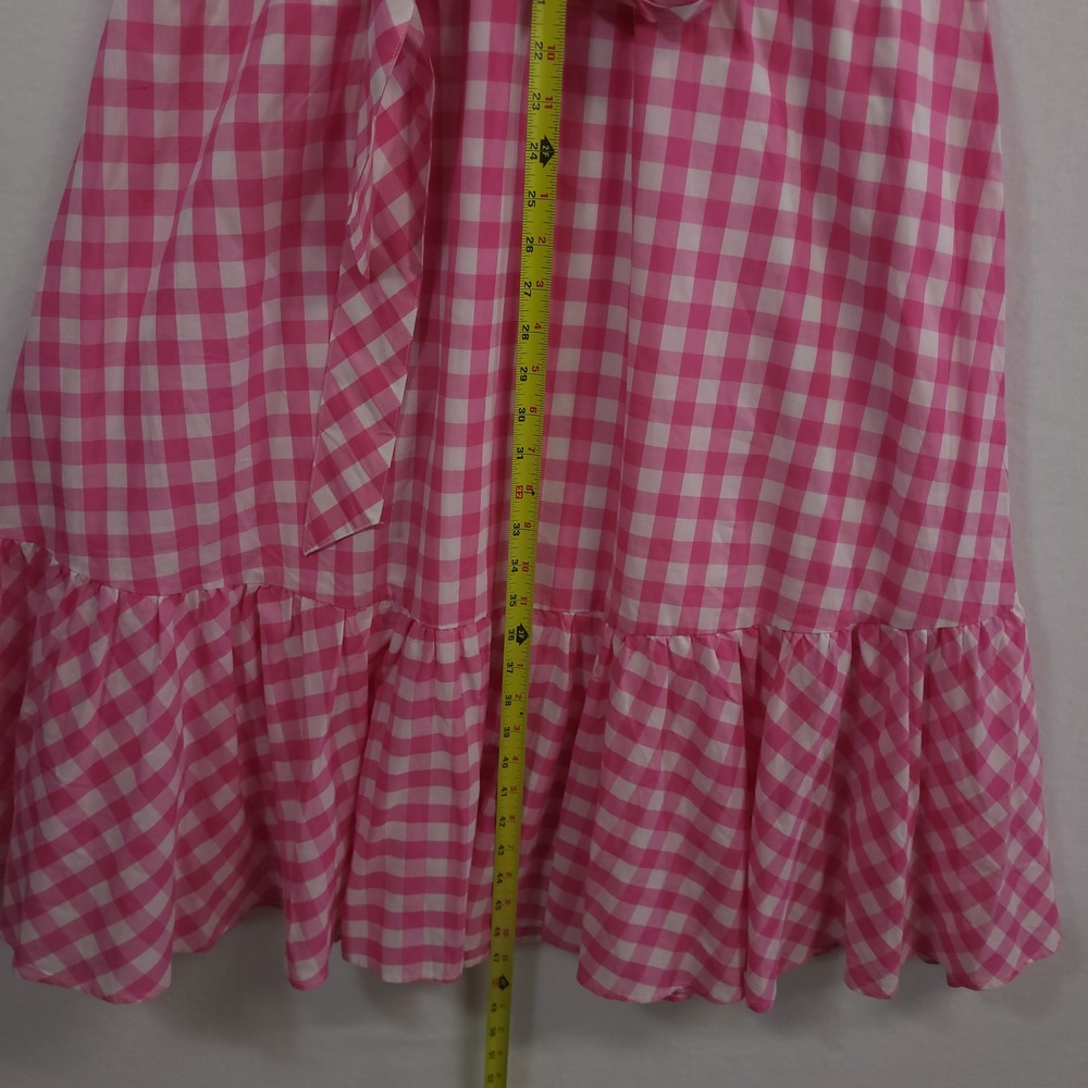 Talbots Gingham Flutter Sleeve Dress 16P Pink White Ruffle Tiered Midi NEW - Picture 10 of 13